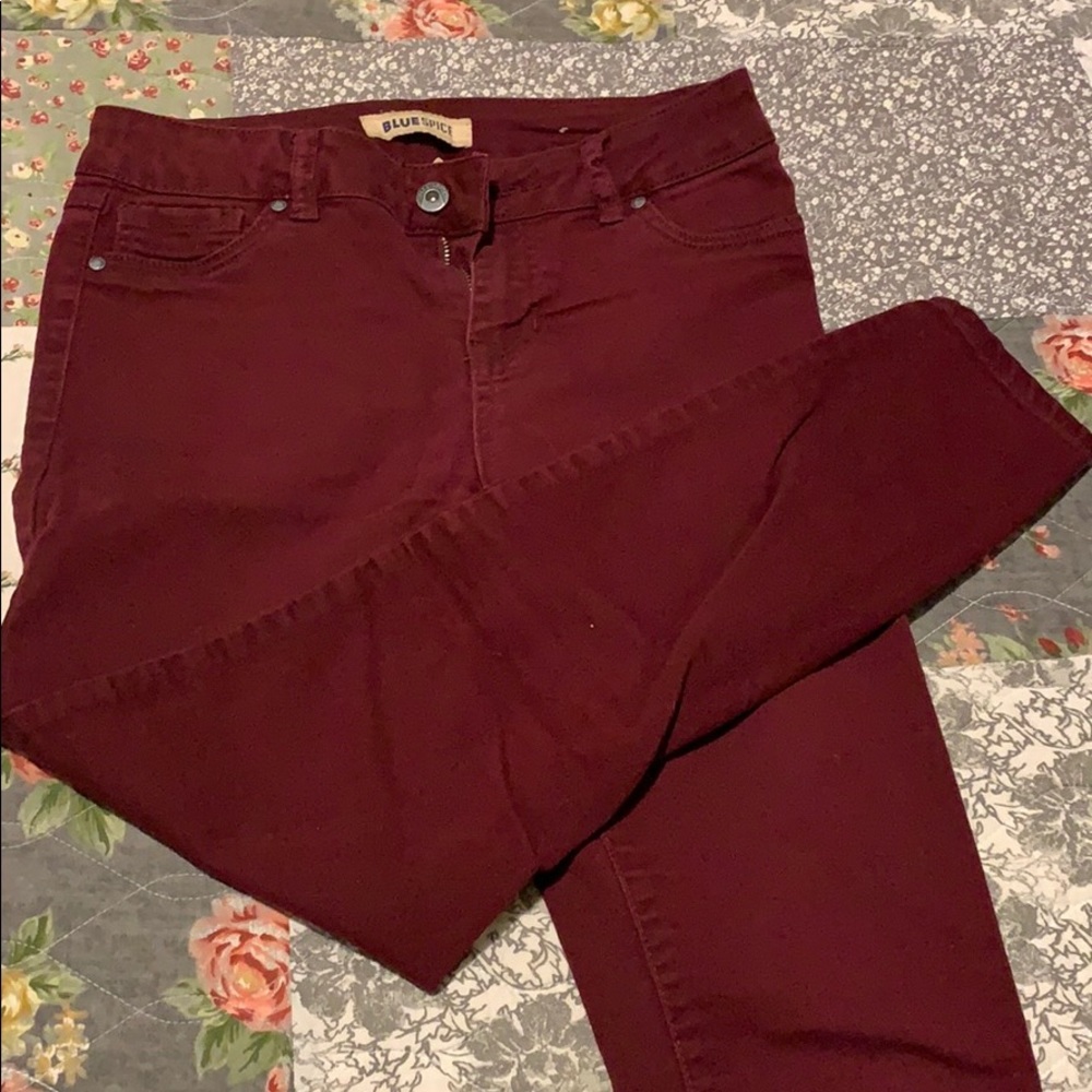 Maroon skinny jeans